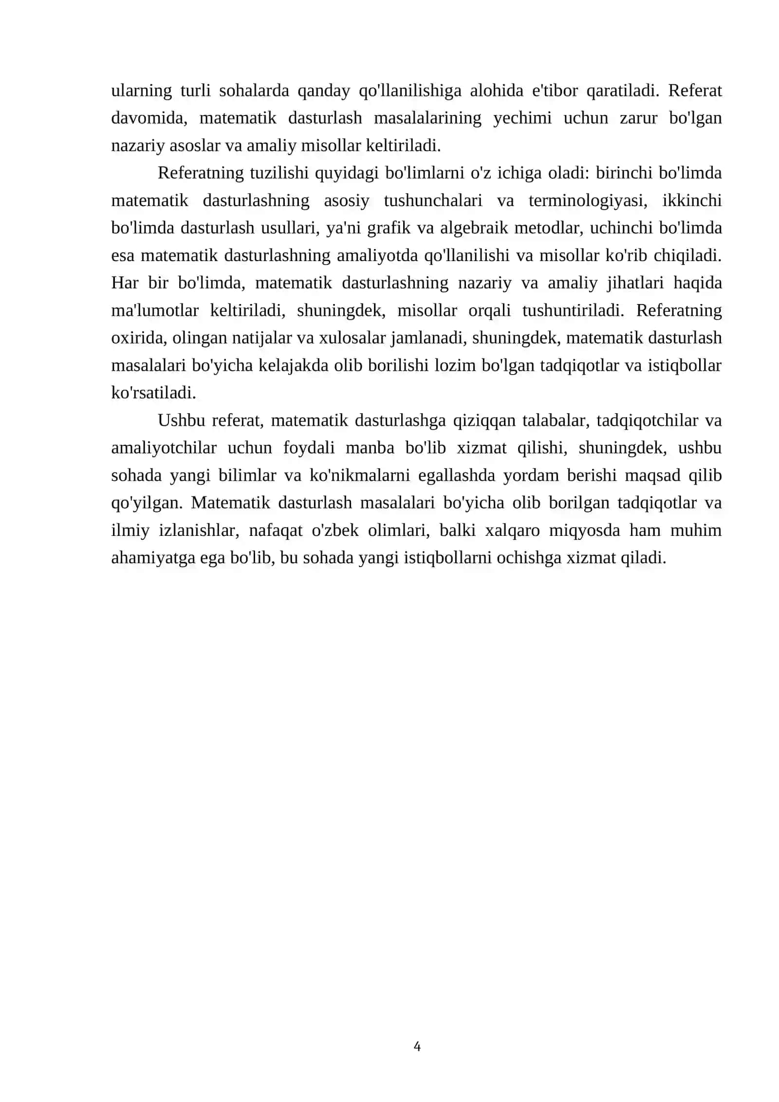 Matematik dasturlash masalalari 4