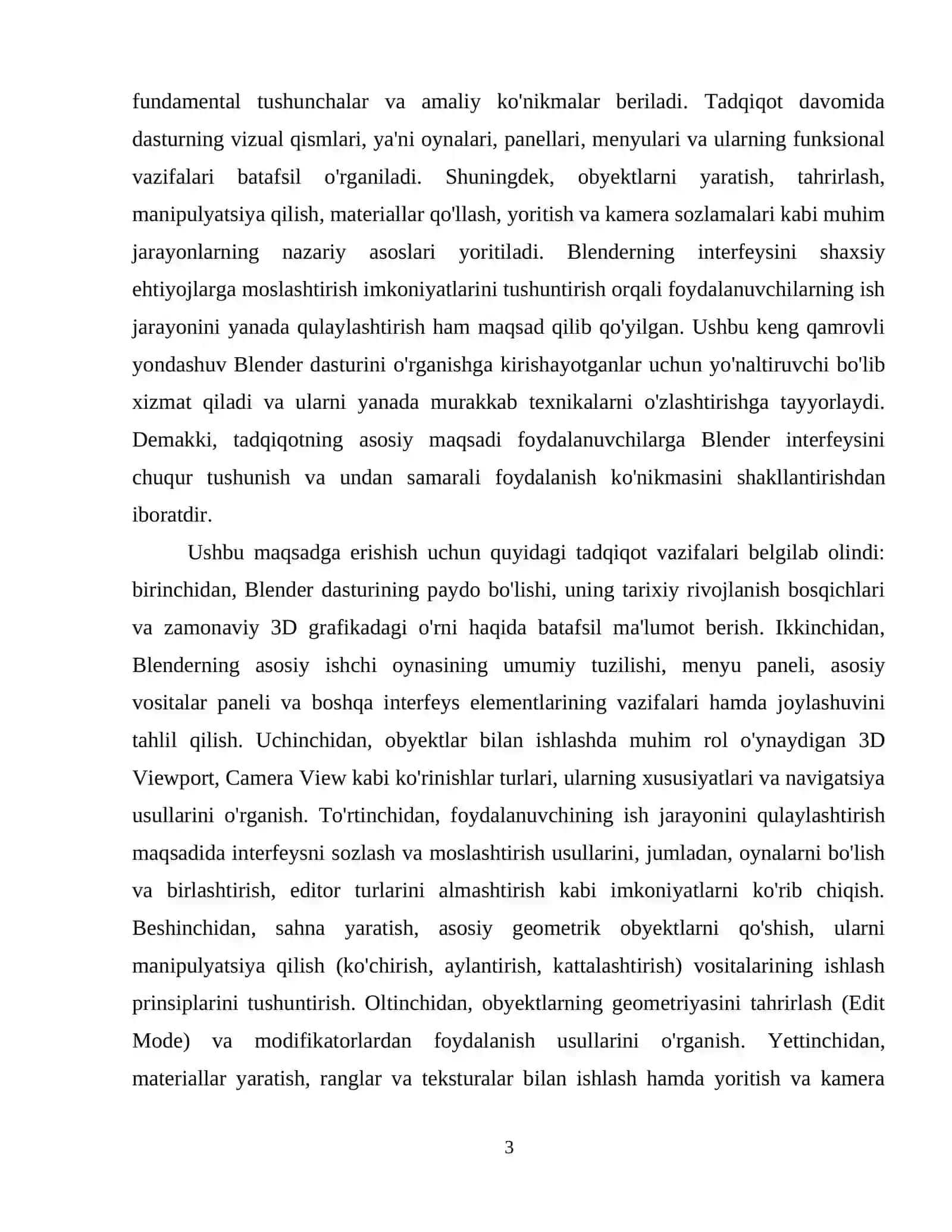 Blender dasturi asosiy oynasi bilan tanishish 4