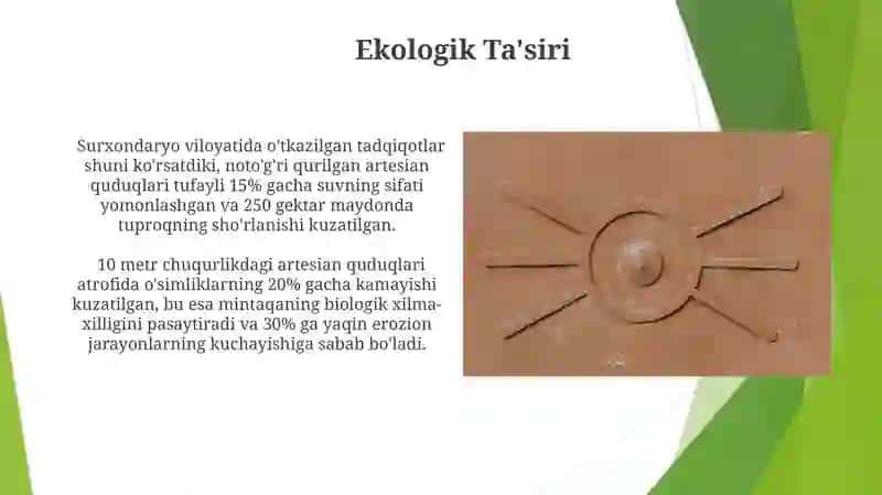 Artesian Quduqlar Suv Qabul Qilish Inshootlarining Asosiy Xususiyatlari 4