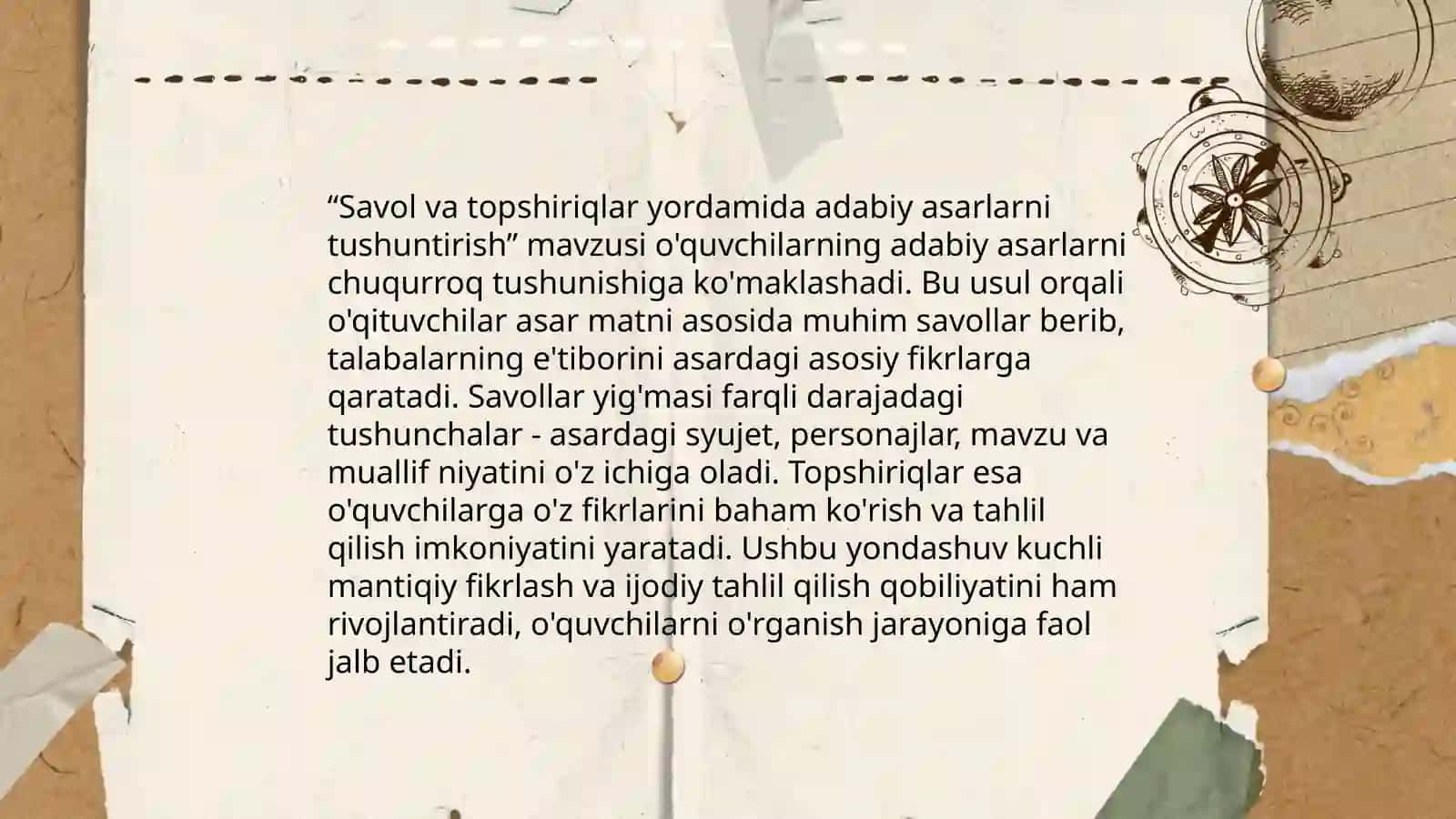 Adabiyot ta'limida savol va topshiriqlardan foydalanish 4
