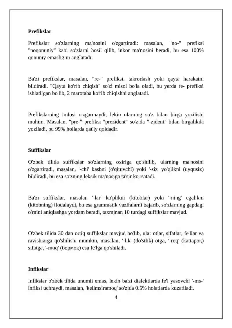 Asoslar va qo'shimchalar: imlo qoidalari 4