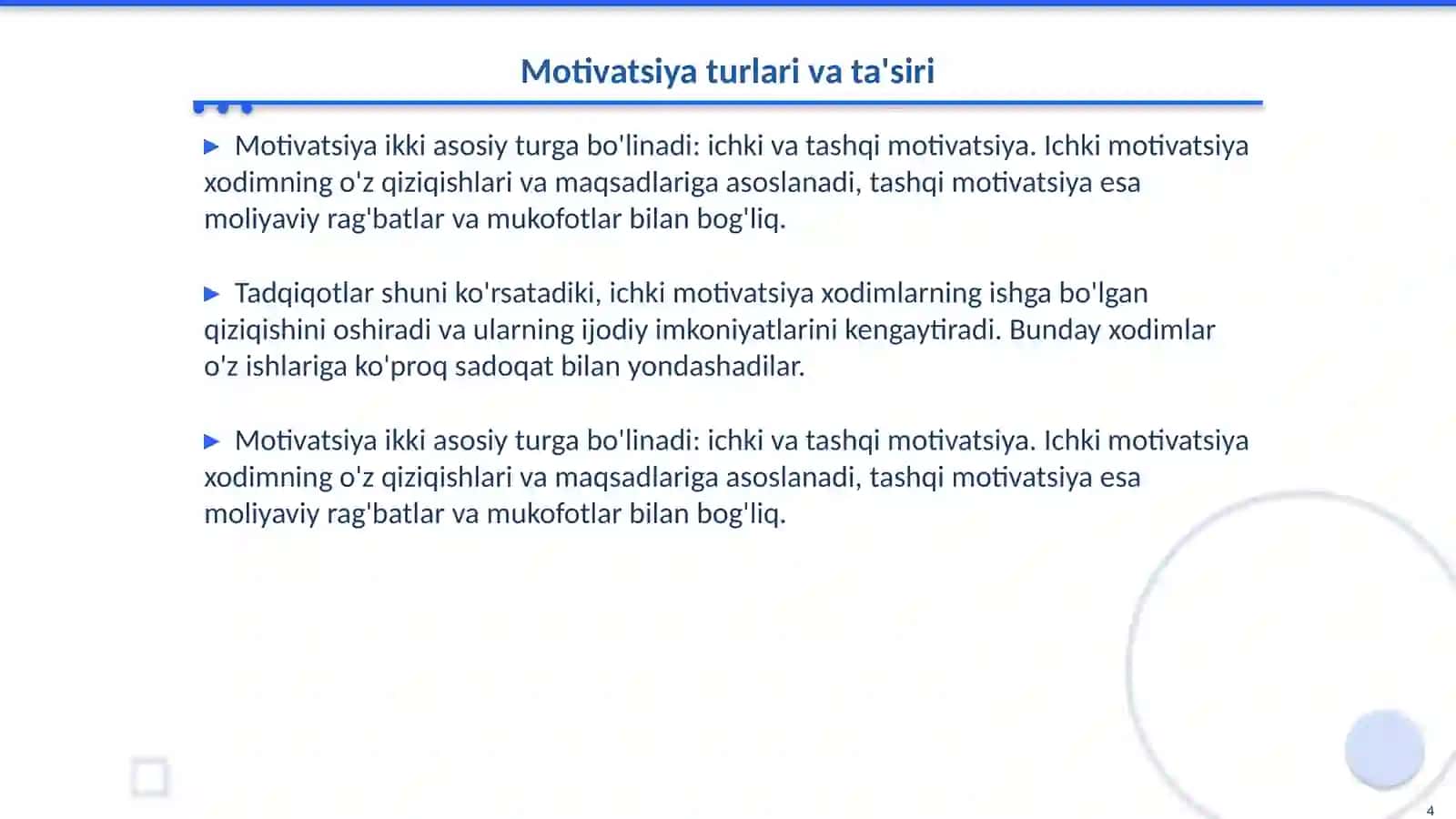 Tashkiliy motivatsion asoslari 4