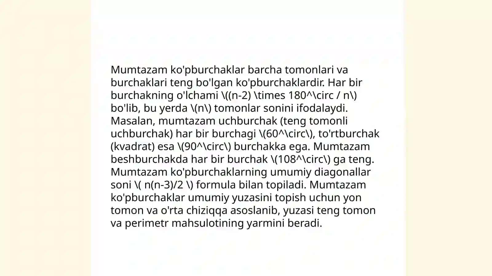 Ko'pburchaklarni yasash asoslari 4