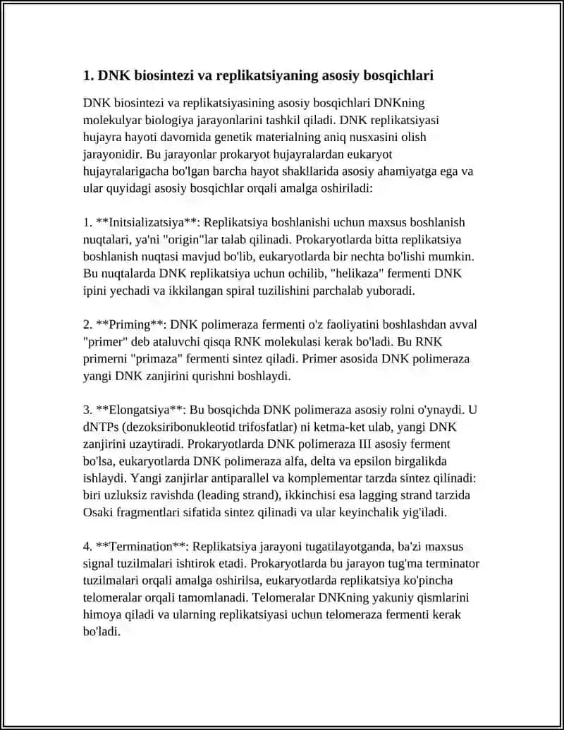 DNK BIOSINTEZI. TRANSKRIPSIYA 4