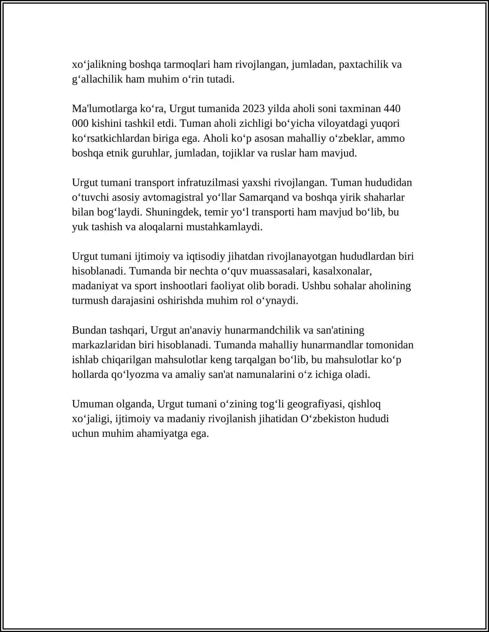 URGUT TUMANI HAQIDA 4