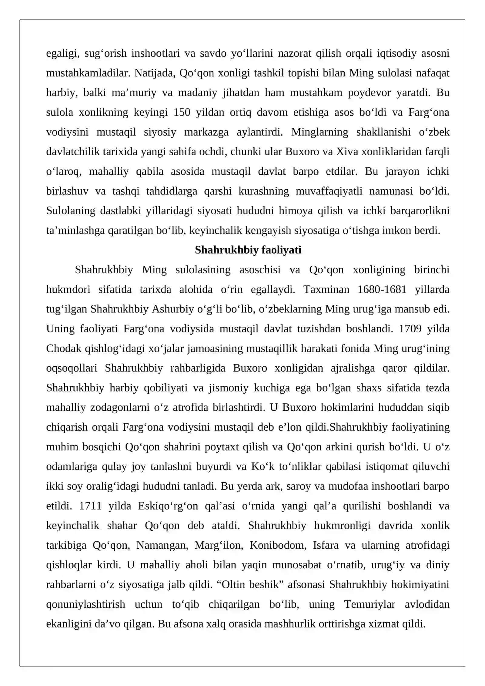 Qo‘qon xonlari shajarasini tuzish 4