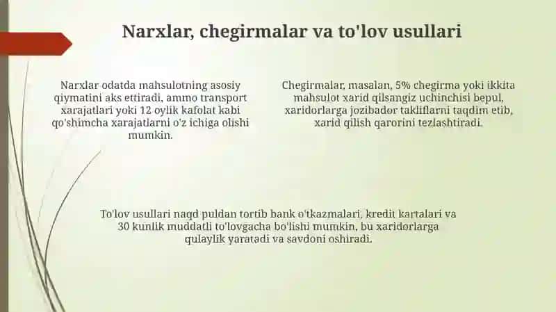 Xarid mezonlari va texnik xususiyatlar 4