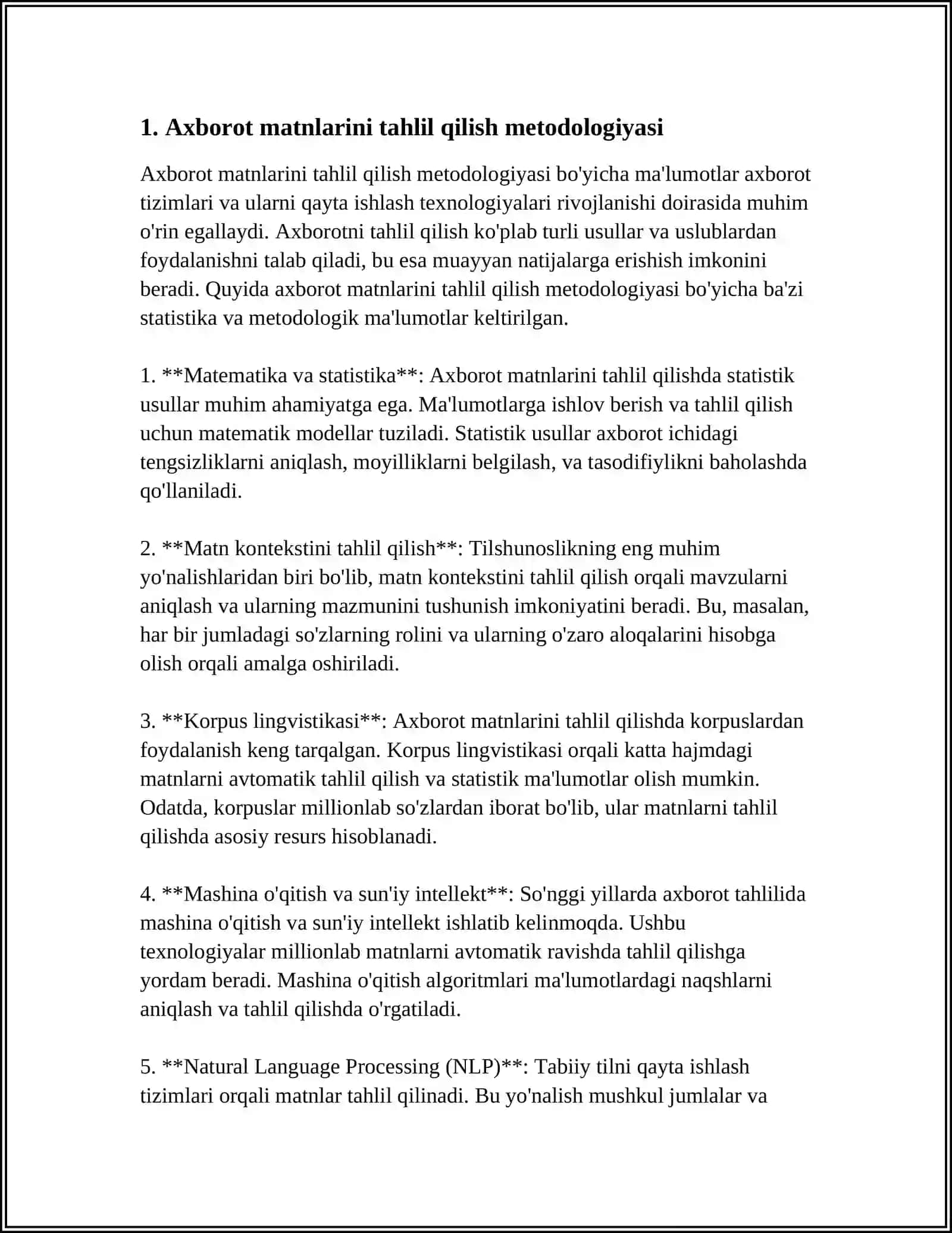 Axborot matnlarini tahlil qilish metodologiyasi 4