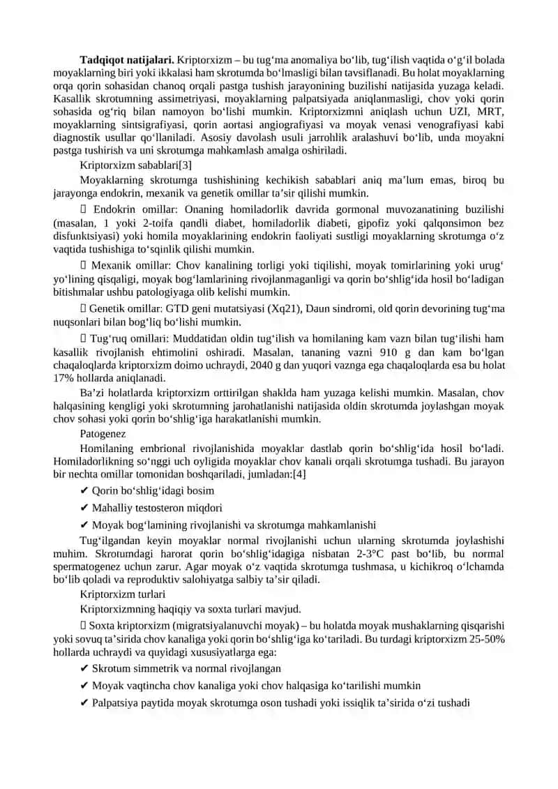 Kriptorxizm Kelib Chiqish Sabablari 4