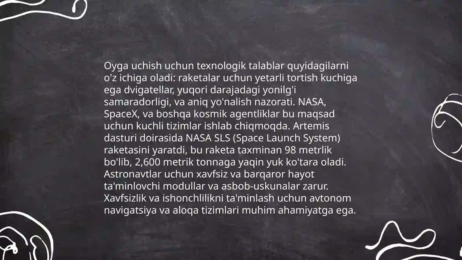 Oyga uchishning fazoviy masalasi 4
