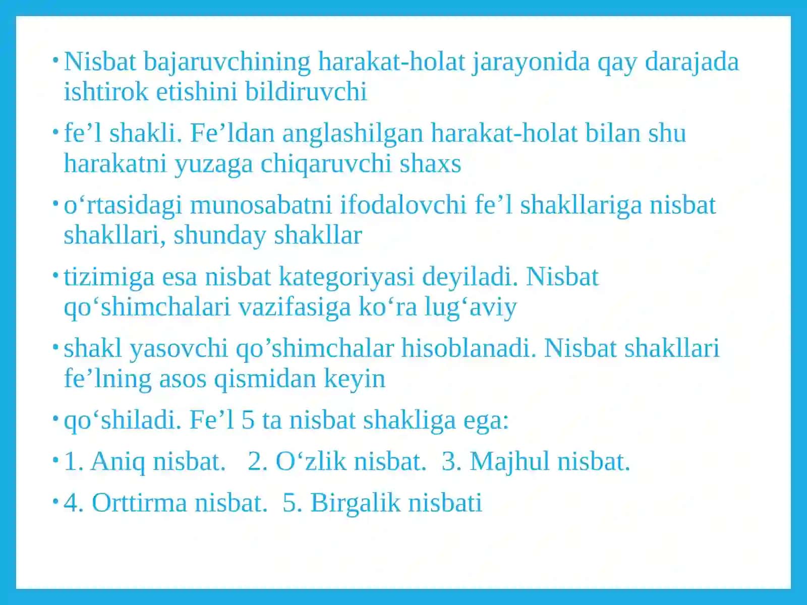 FE’L NISBATLARI 4