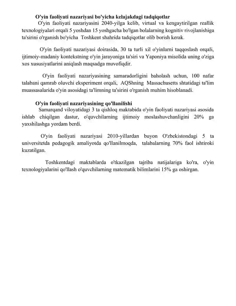 Oʻyin faoliyat nazariyasi 4