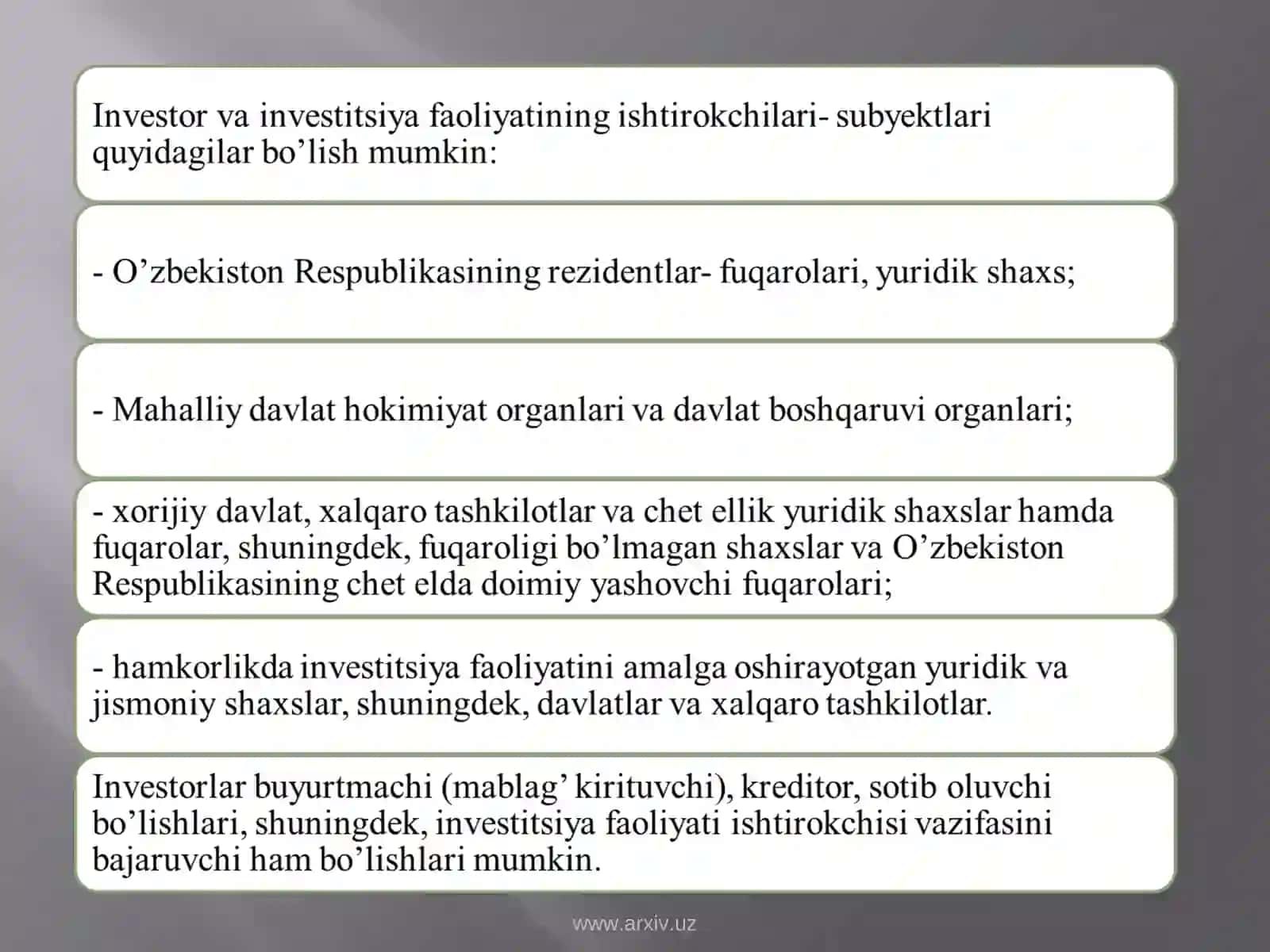 Investitsiya sohasidagi qonunchilik 4