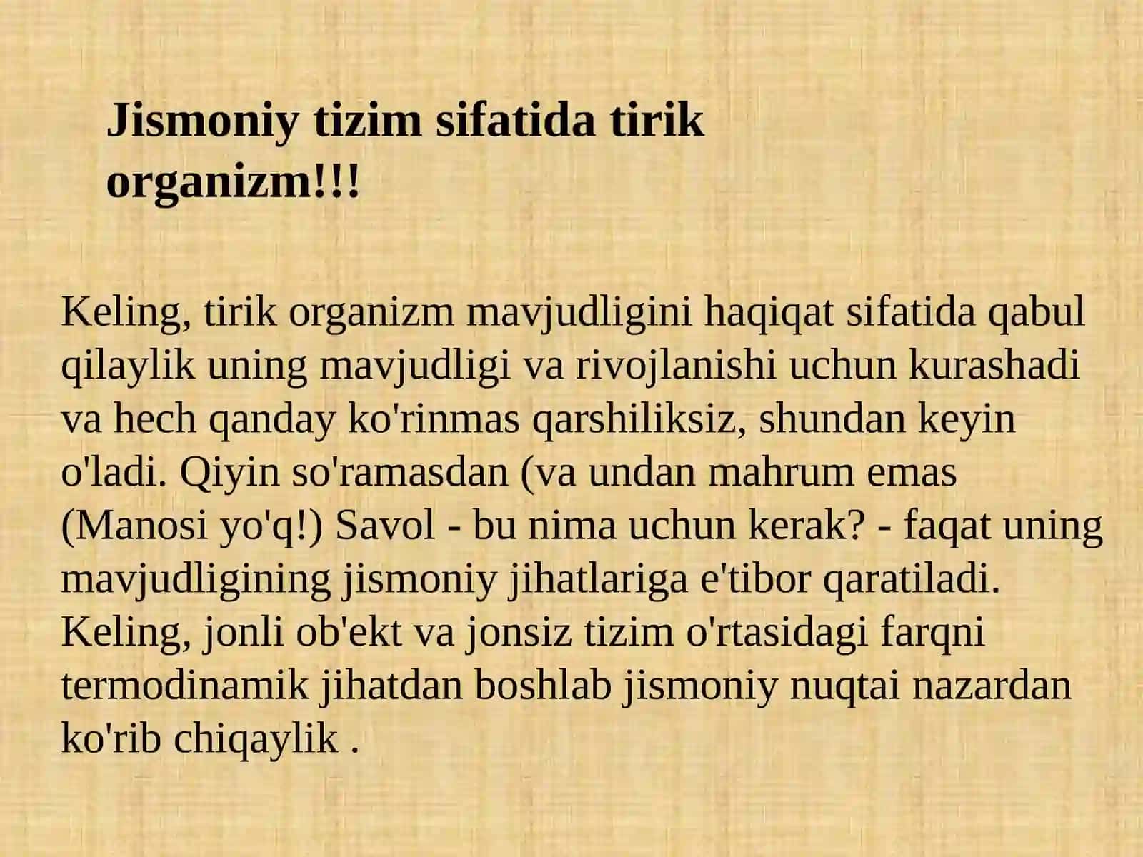 BIOLOGIK JARAYONLARNING TERMODINAMIKASI 4
