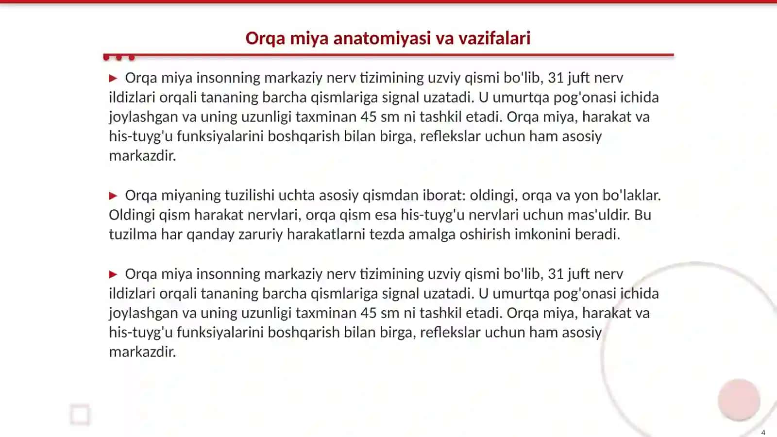 Bosh miya va orqa miya anatomiyasi 4