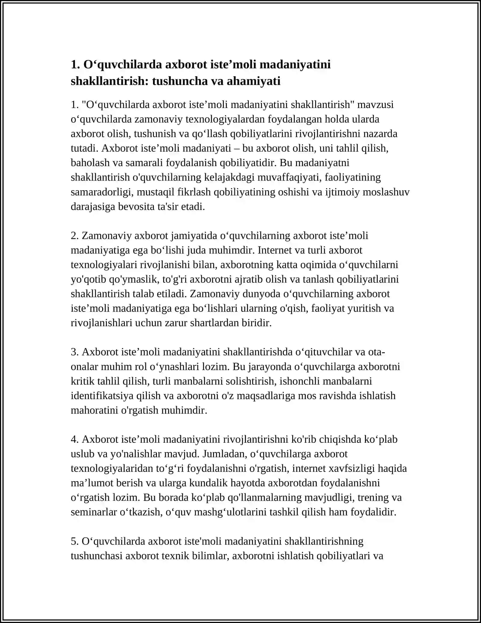O‘quvchilarda axborot isteʼmoli madaniyatini shakllantirish 4