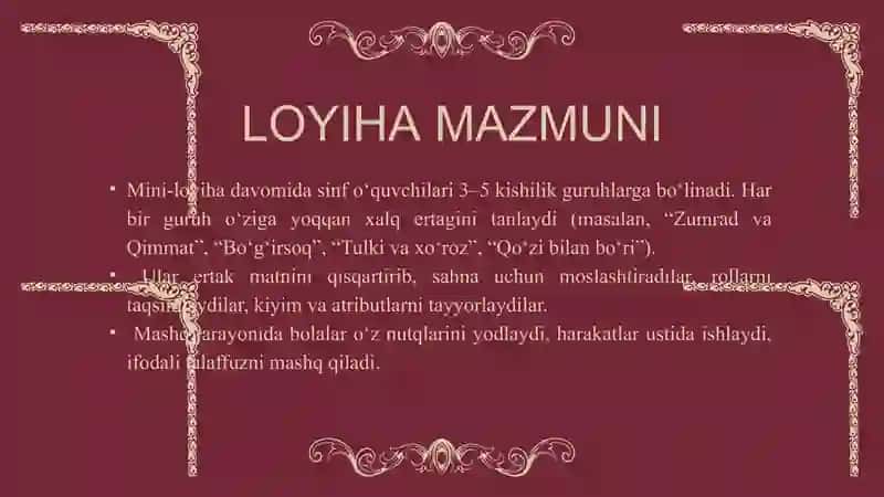 Ertaklar olamida. mini loyiha 4