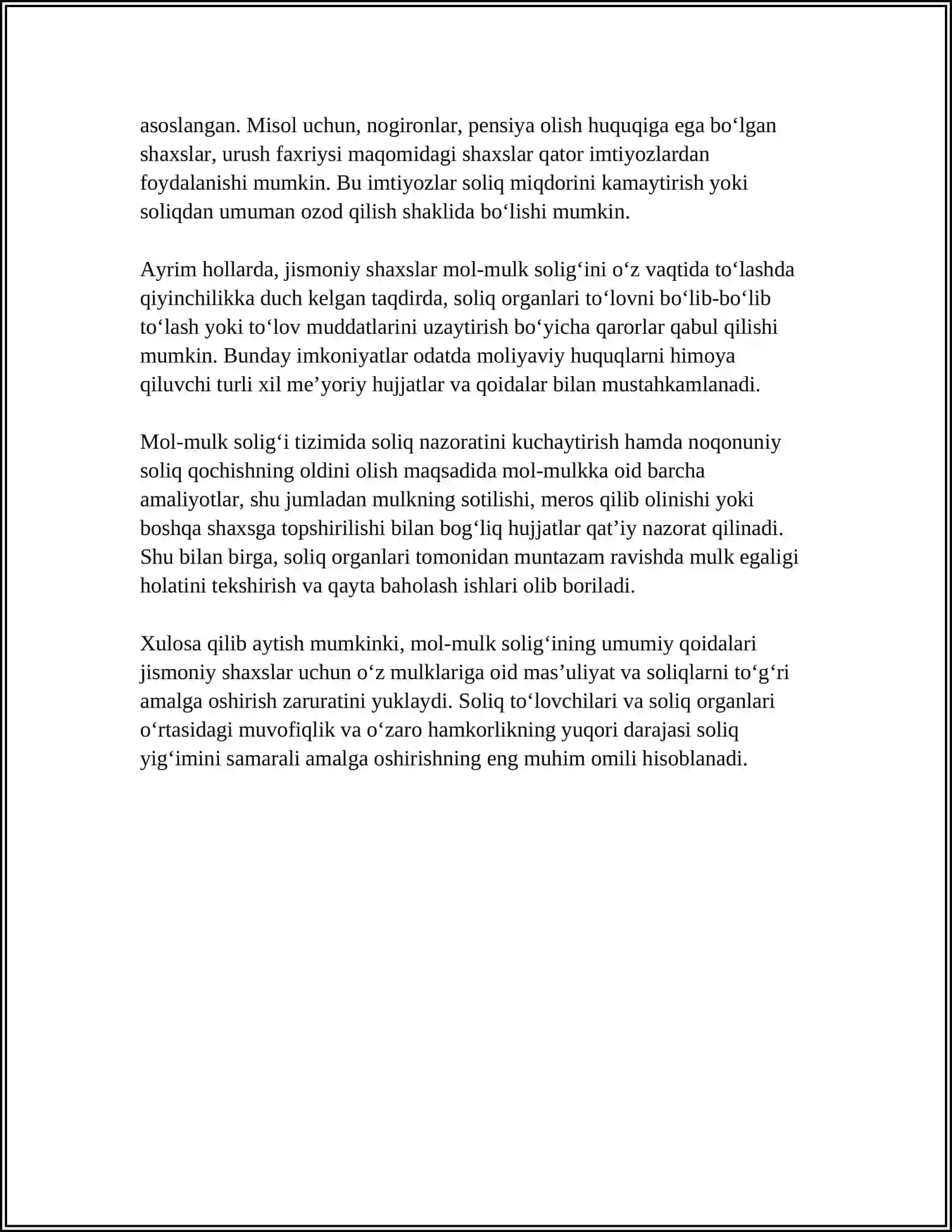 JISMONIY VA YURIDIK SHAXSLARNING MOL-MULK, YER SOLIG‘I 4