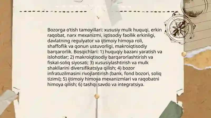 Bozor iqtisodiyoti va Oʻzbekistonning unga oʻtish tamoyillari 4