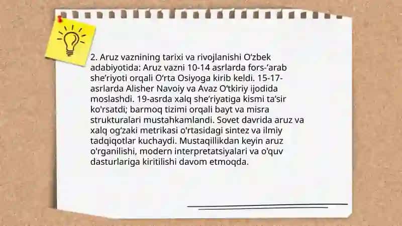 Barmoq tizimi.Aruz vazni 4