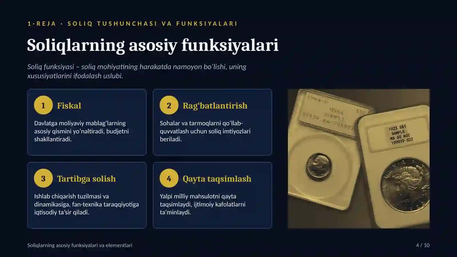 Soliqlarning asosiy funksiyalari va elementlari 4