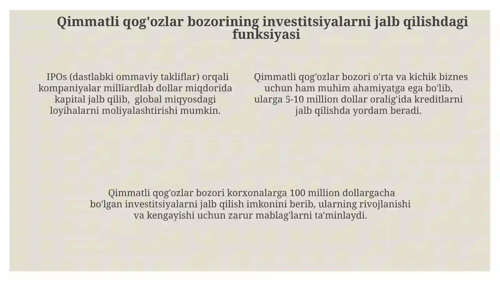 Qimmatli qogʻozlar bozorining vazifalari 4