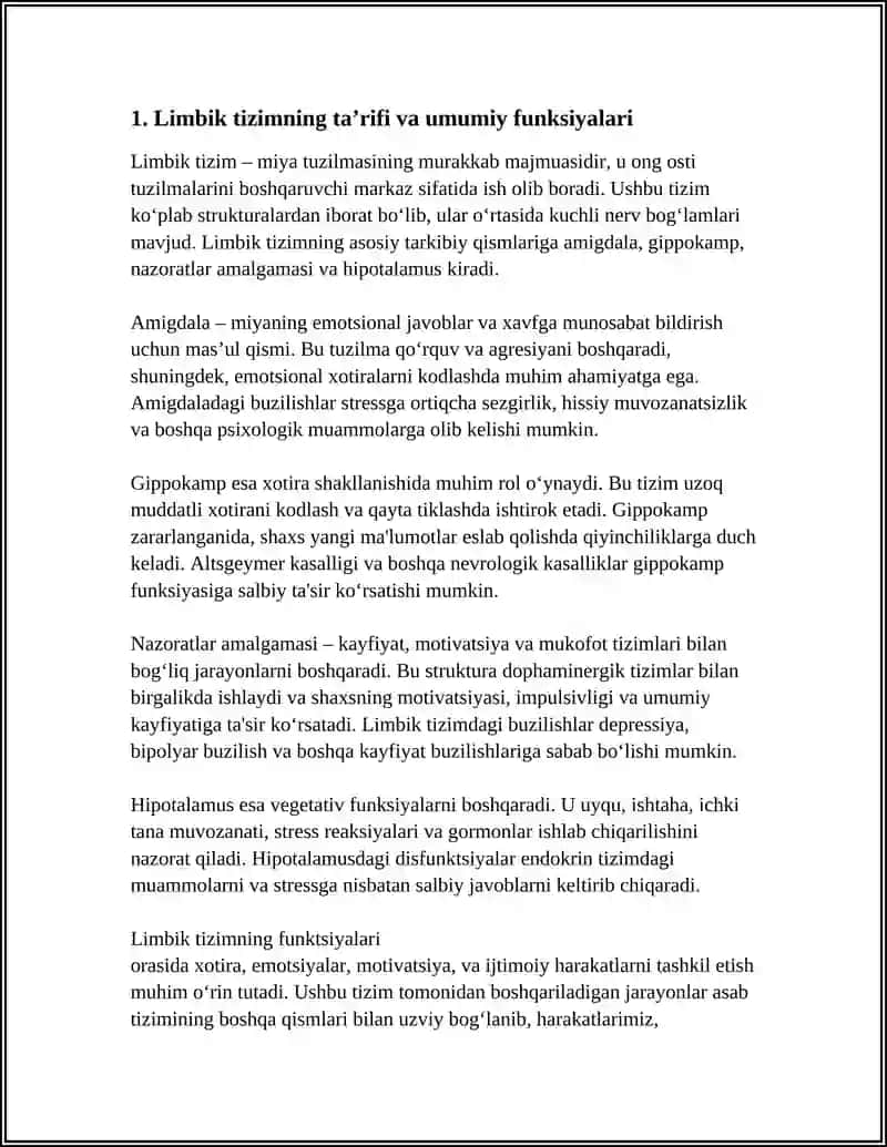 Limbik Tizim: Funksiyasi, Asosiy Anatomiy Xosilalar 4