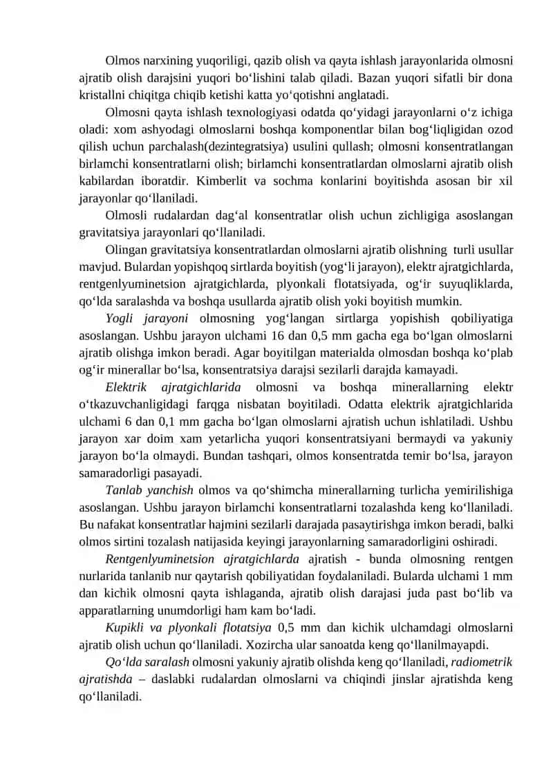 Olmosli rudalarni boyitish texnologiyasi 4