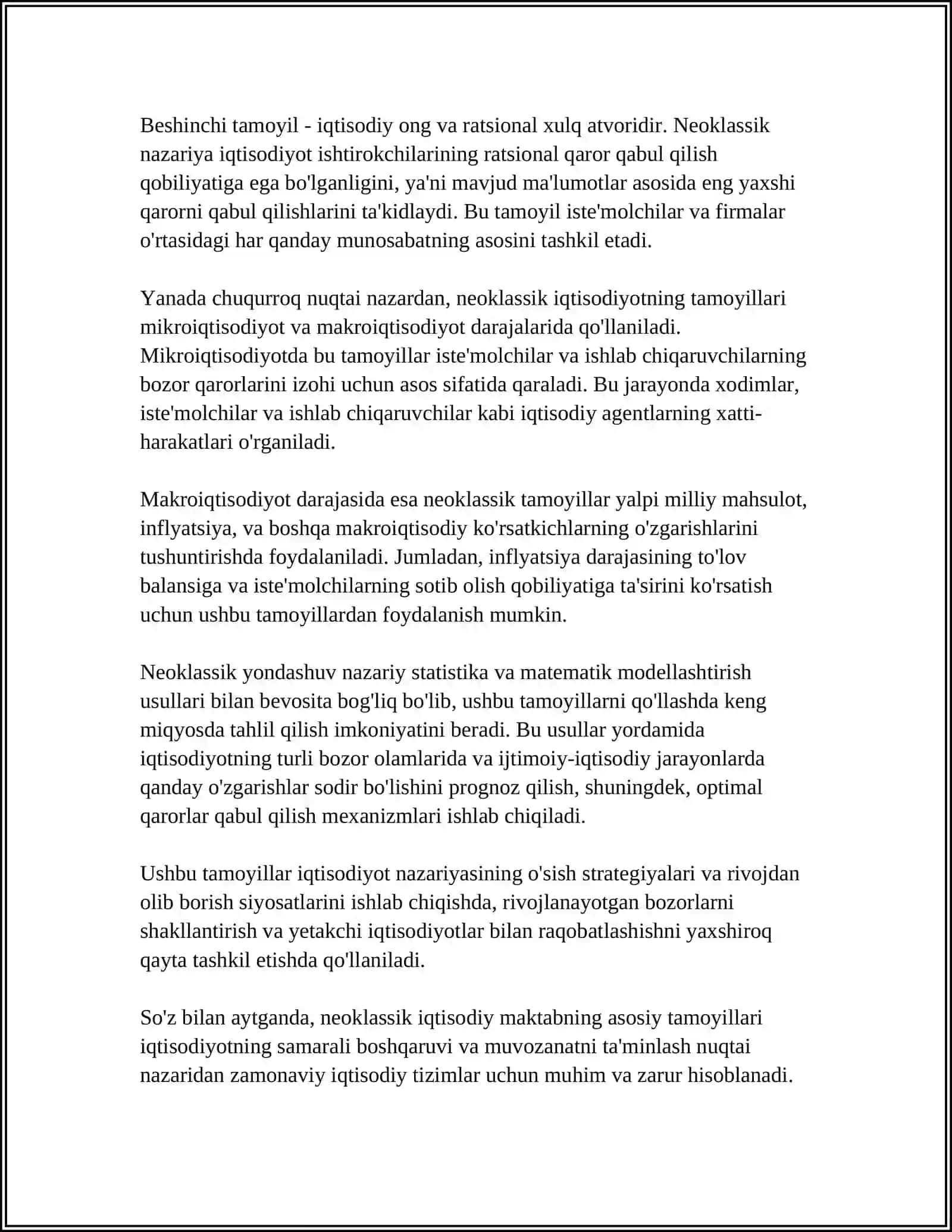 Neoklassik iqtisodiy maktab qarashlari 4