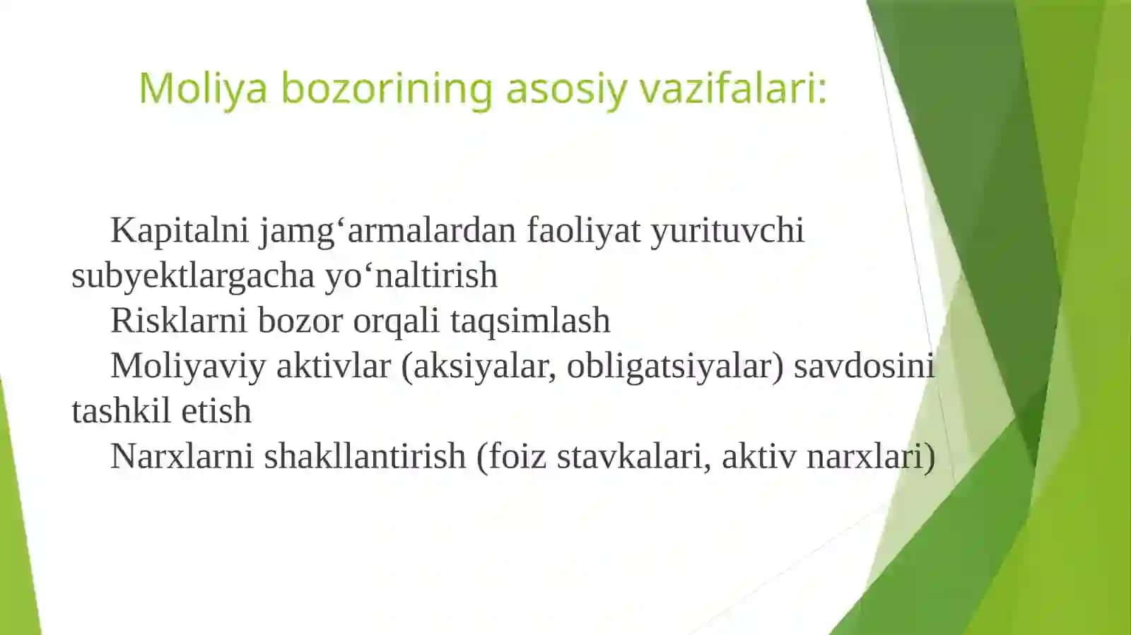 Global Moliya Bozorlarining Shakllanishi 4