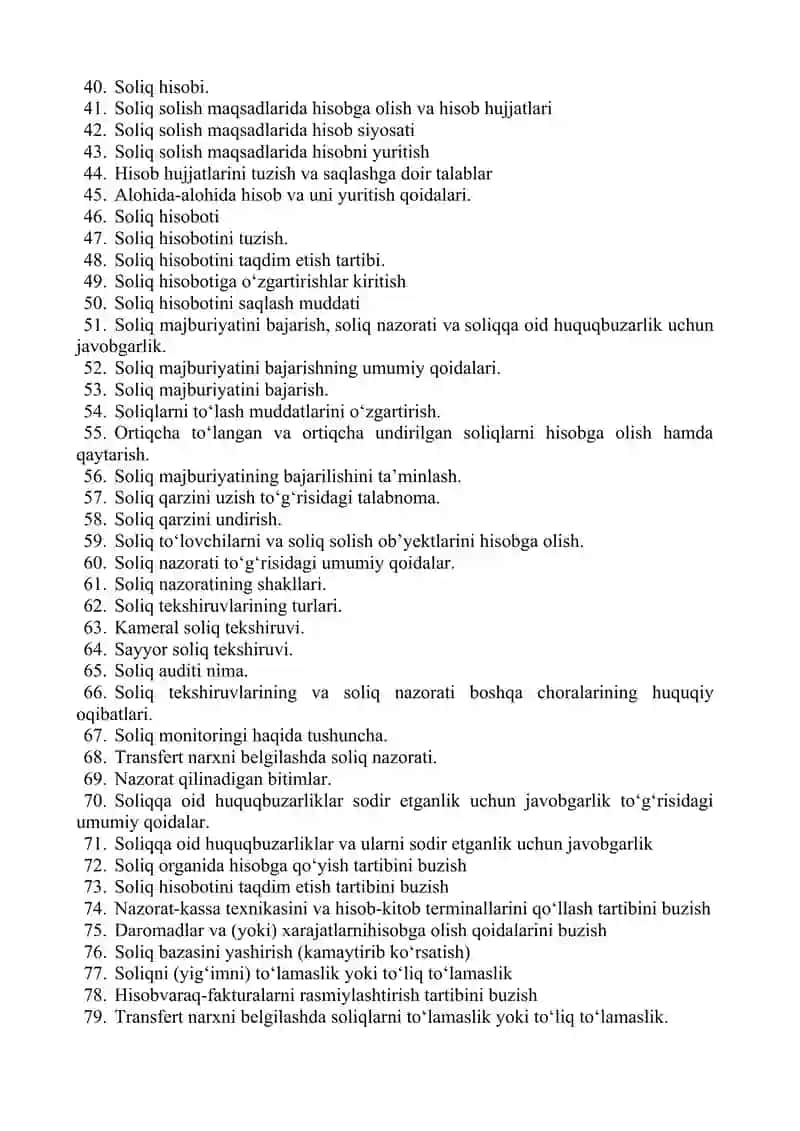 Buxgalteriya hisobi va audit Kafedrasi yakuniy test savollari 4