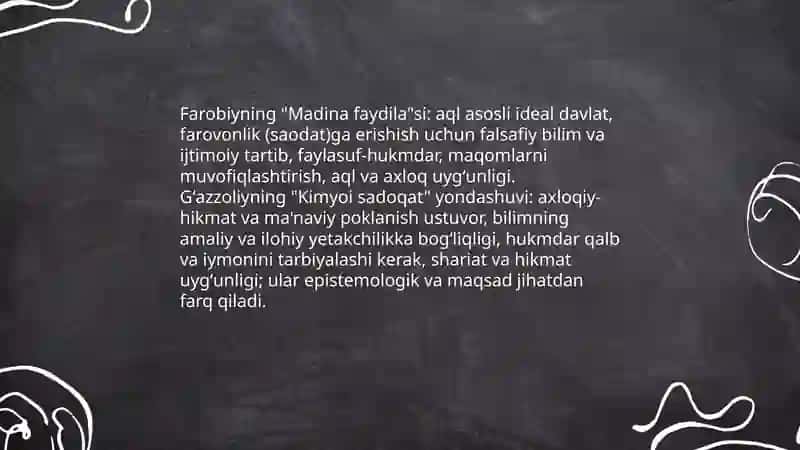 Farobiy va Gʻazzoliyning falsafa ilmiga oid qarashlar 4