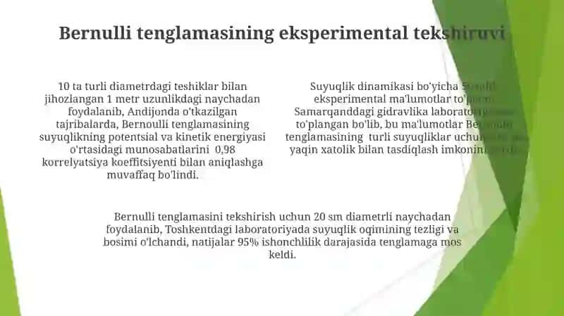 Bernuli Tenglamasini Tajriba Yoli bilan Aniqlash 4