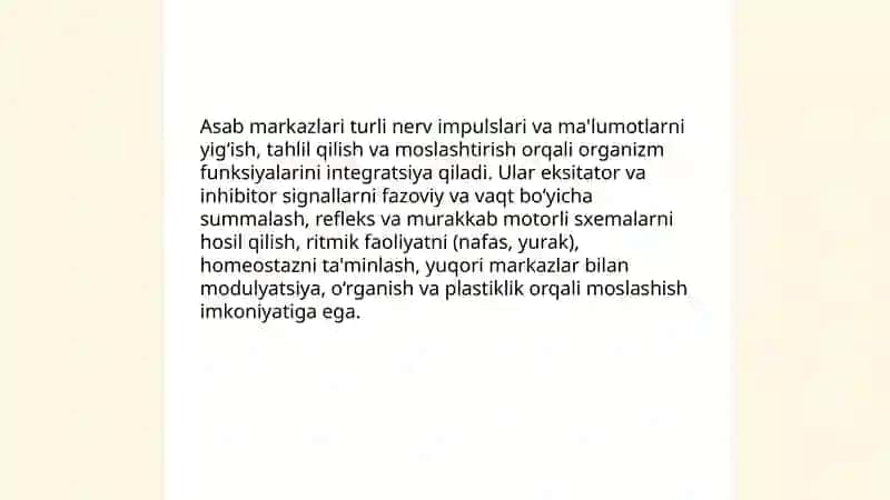 Asab markazi xossalari 4