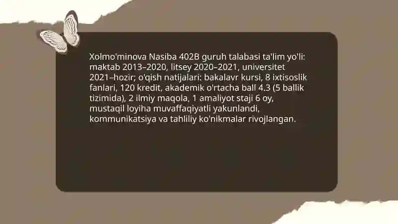 Xolmo'minova Nasiba 402B guruh talabasi 4
