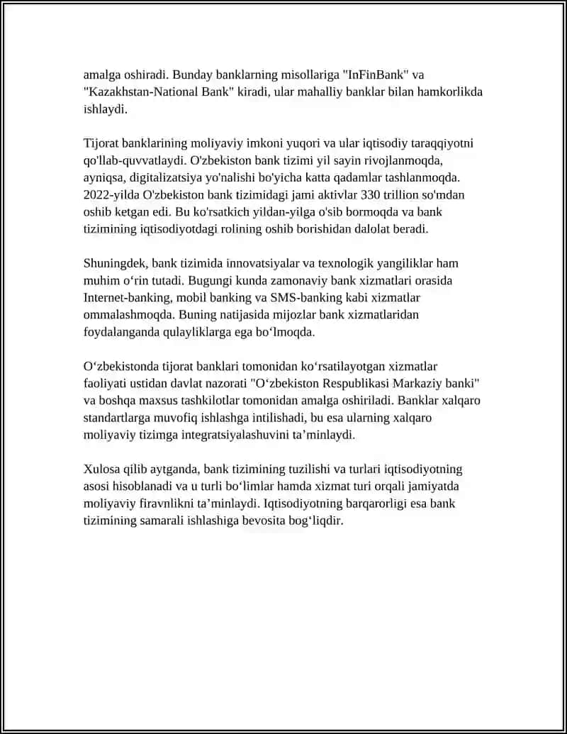 BANK TIZIMI 4