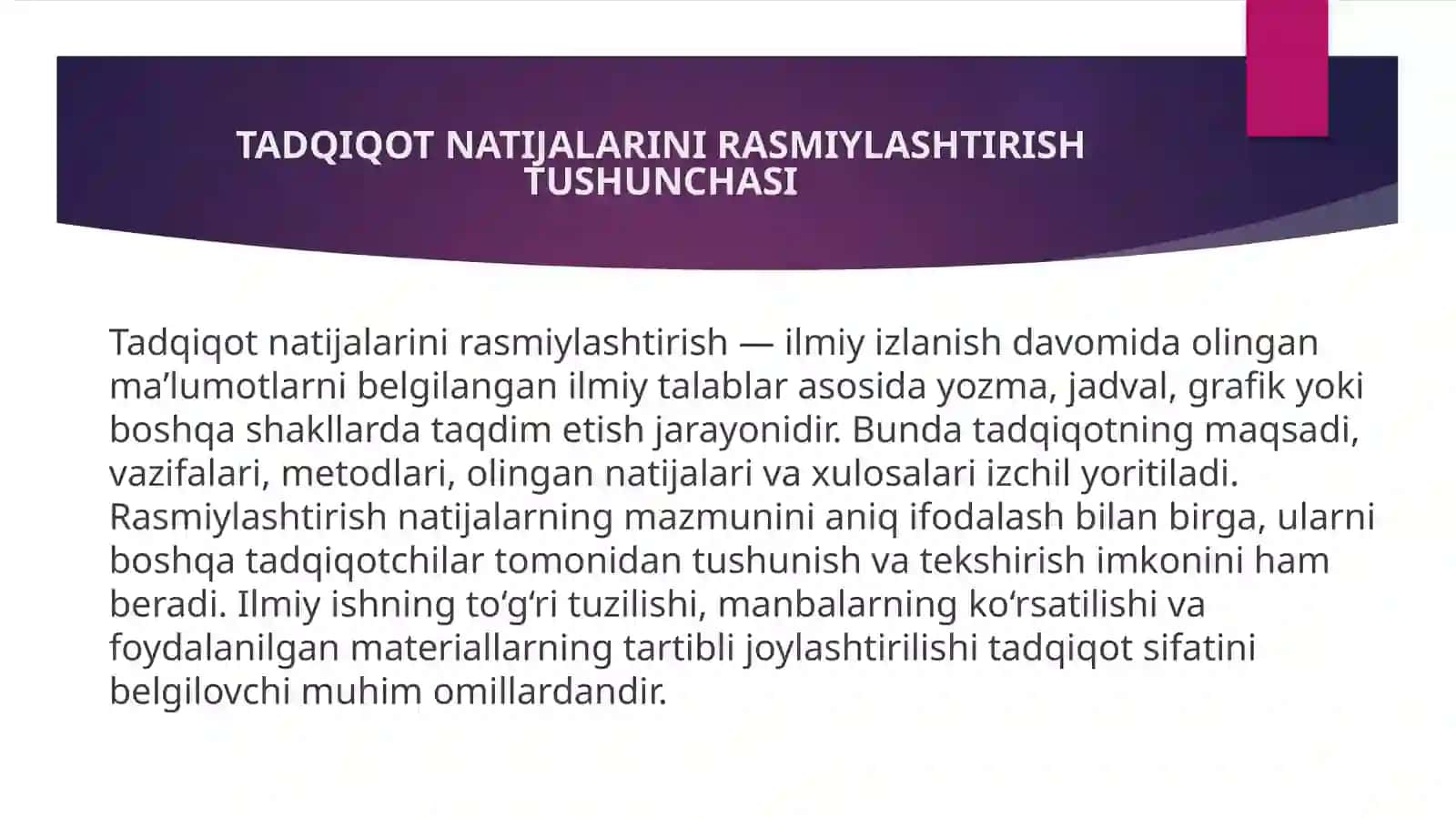 Tadqiqot natijalarini rasmiylashtirish 4
