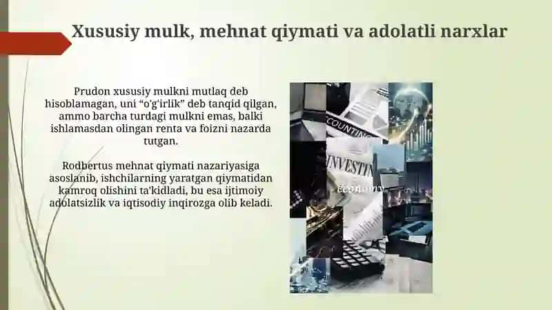 Proudhon va Rodbertusning Iqtisodiy G'oyalari 4
