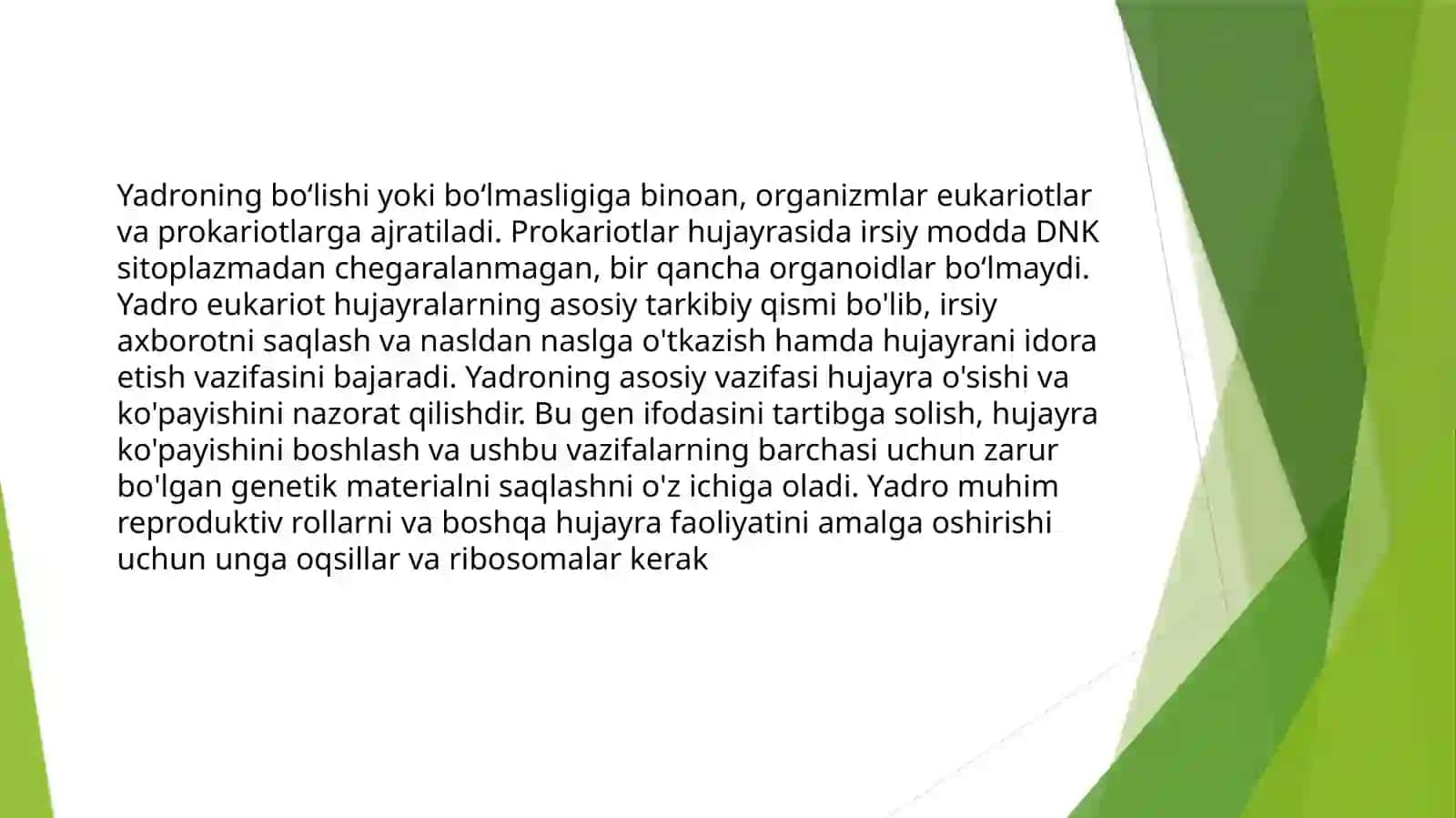 Yadro, xromosomaning tuzilishi va tarkibi 4