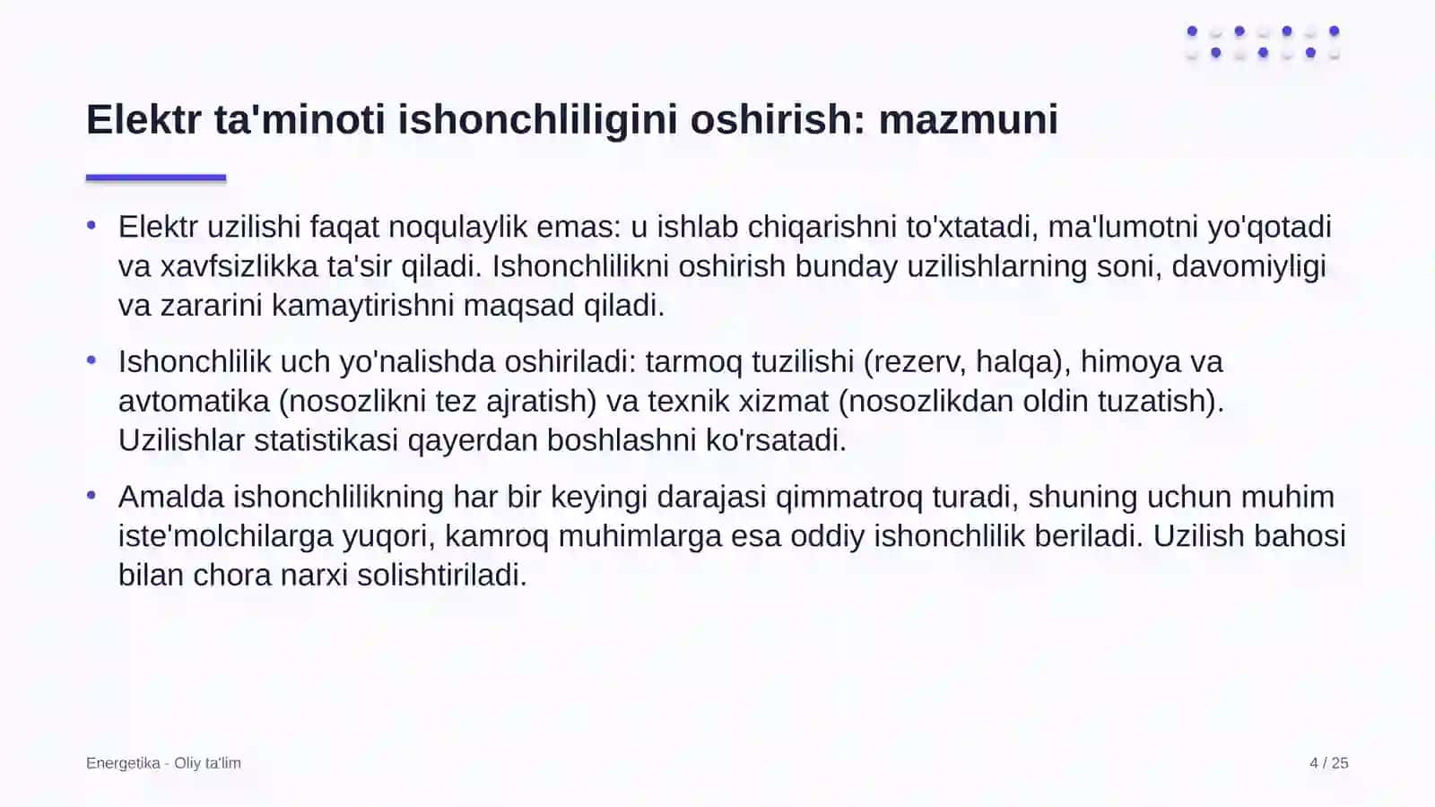 Yuk tashish kompaniyalarida elektr ta'minoti ishonchliligini oshirish 4