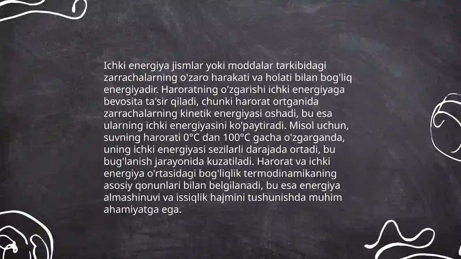 Ichki energiyaning erkinlik darajasi bo’yicha taqsimot qonuni 4
