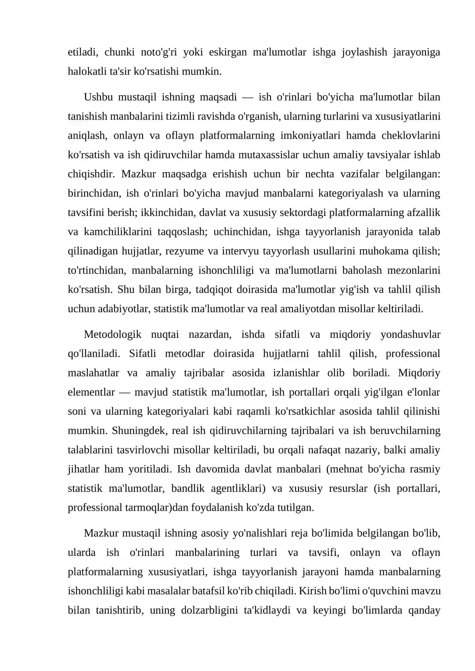 Ish o'rinlari bo'yicha malumotlar bilan tanishish manbalari 4