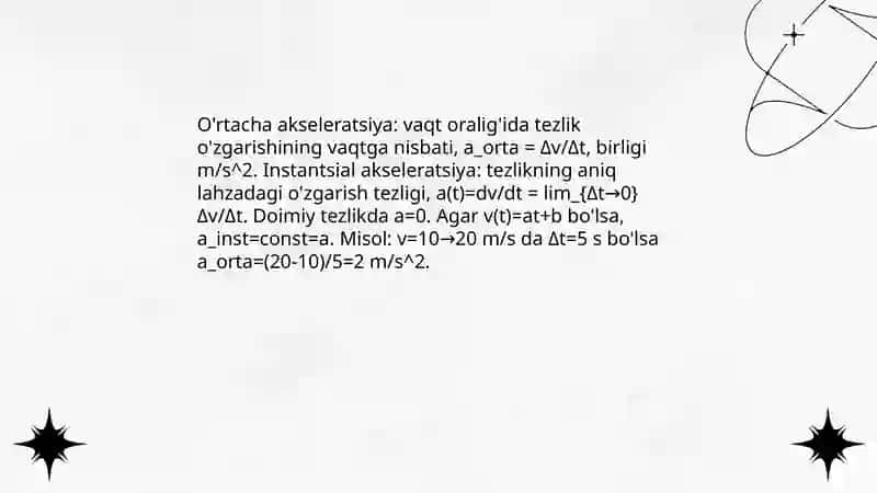 Tezlanish (akseleratsiya) 4