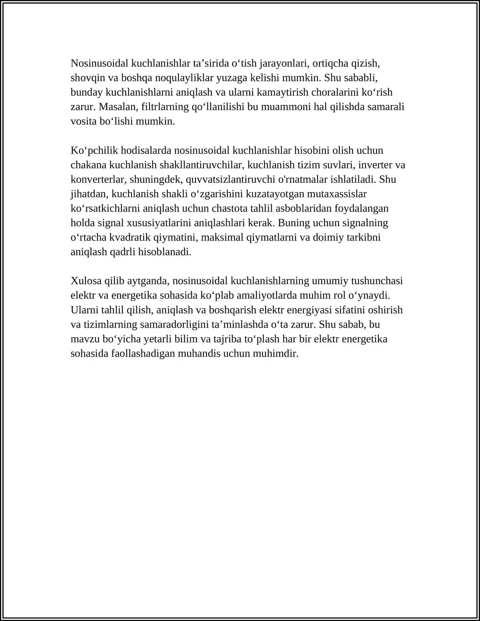 KUCHLANISHNING NOSINUSOIDALIGI 4