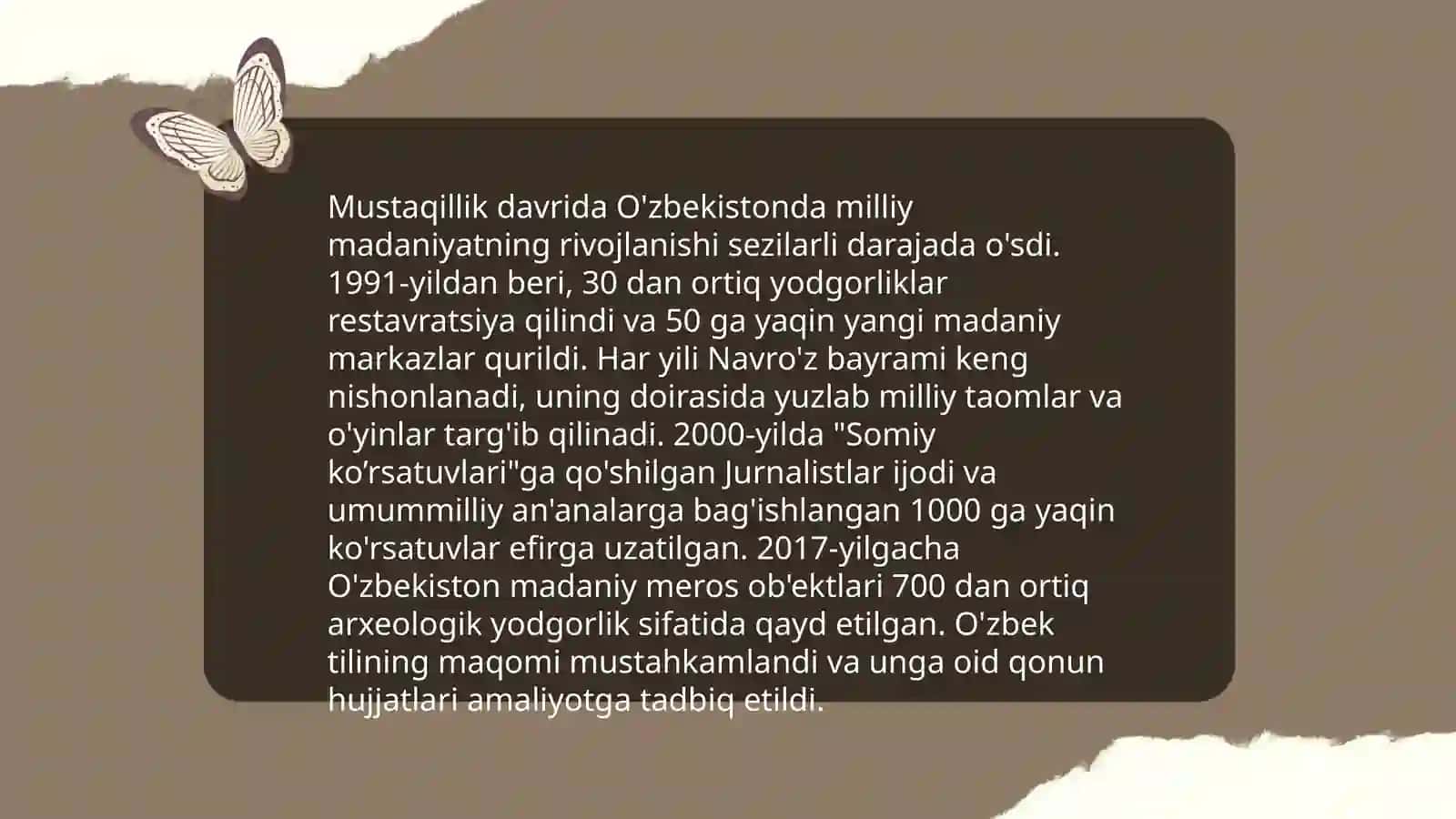 O'zbekistonning mustaqillik yillaridagi ma'naviy tiklanish 4