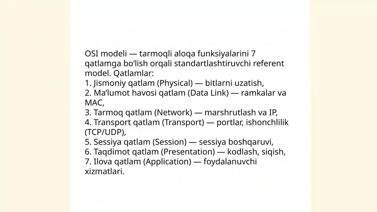 Kompyuter tarmoqlari va tarmoq texnologiyalari. Kompyuter tarmoqlari arxitekturasi 4