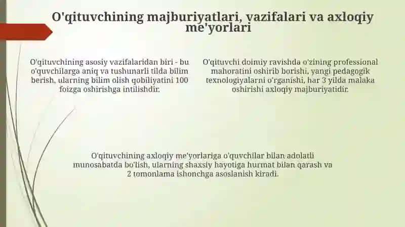O'qituvchining jamiyatda tutgan oʻrni 4