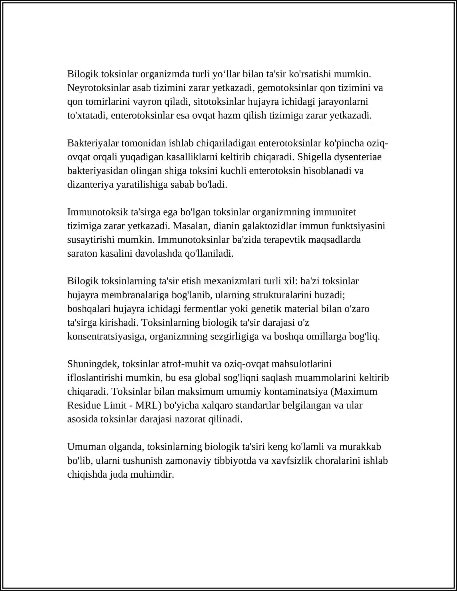 Toksinlarning biologik ta'siri 4
