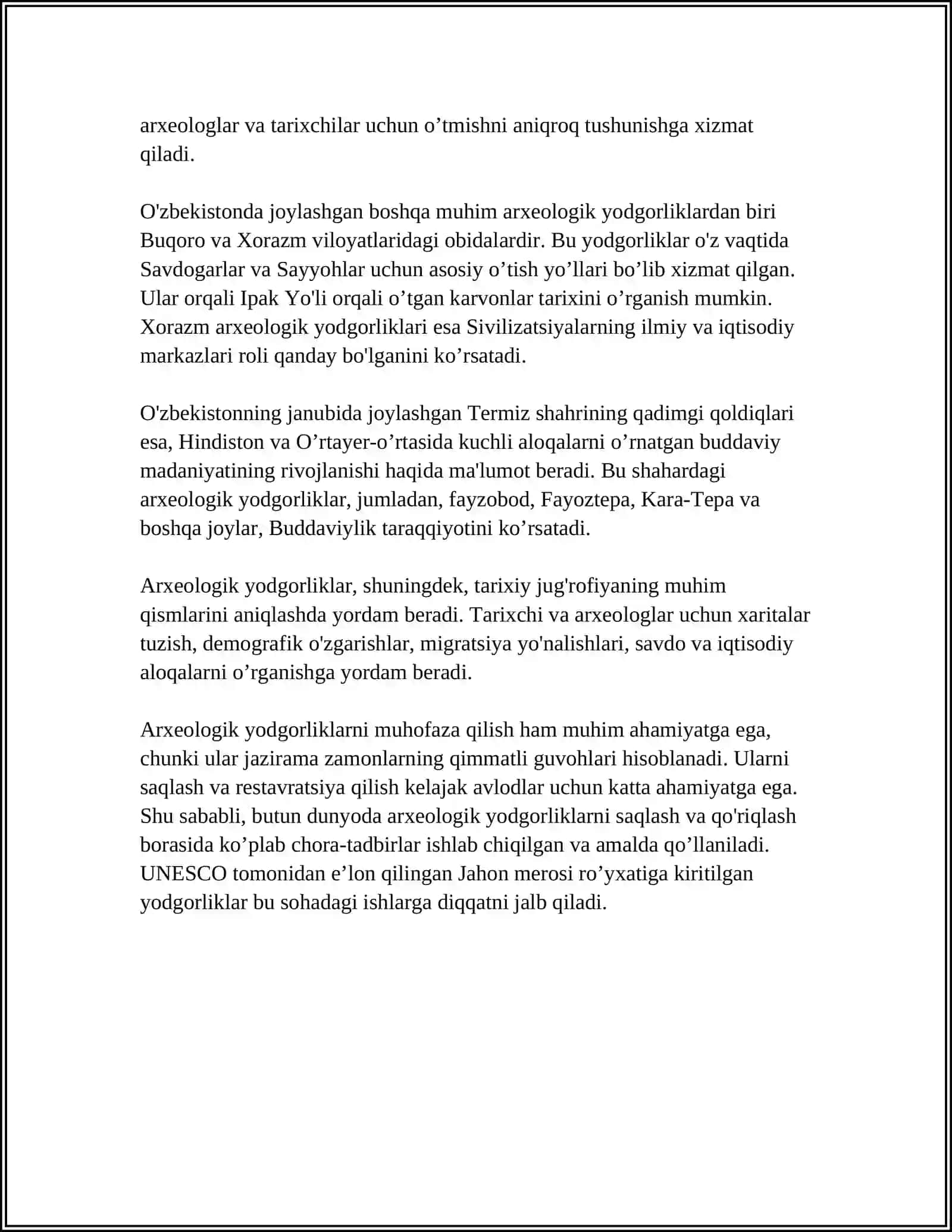 O’LKAMIZ TARIXINI O’RGANISHDA ARXEALOGIK YODGORLIKLARNING O’RNI 4