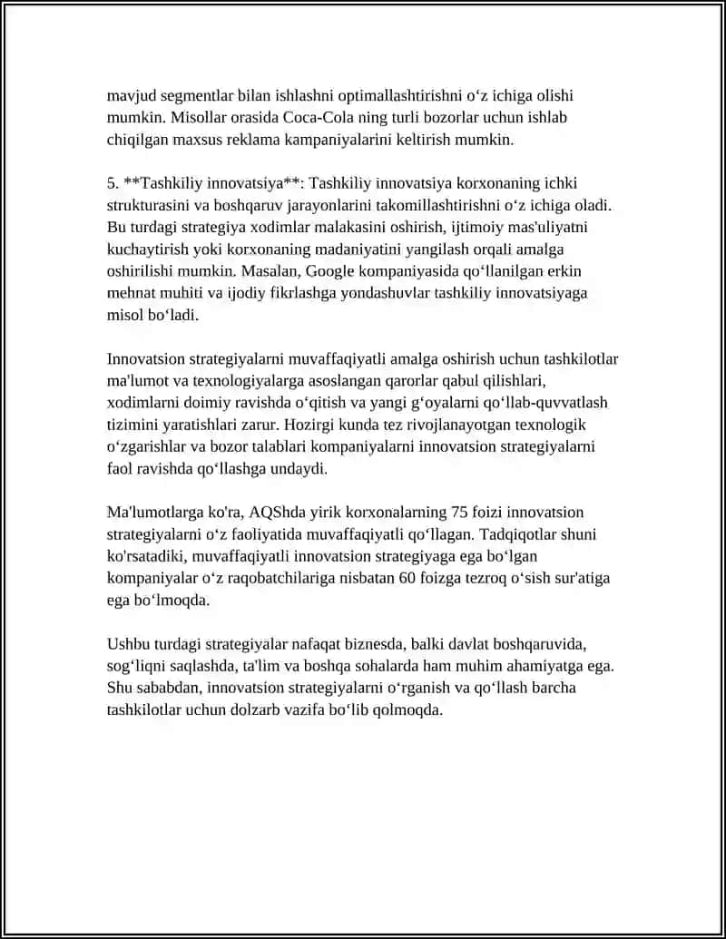 SANOAT KORXONALARINING INAVATSIYON FAOLIYATI SAMARADORLIGINI OSHIRISH 4